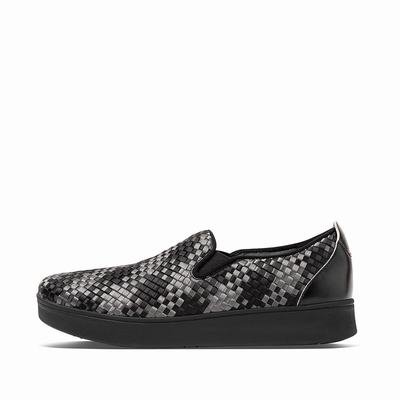 Fitflop Rally Silky Weave Slip-On - Slip-on Schuhe Damen - Schwarz (SOA826740)